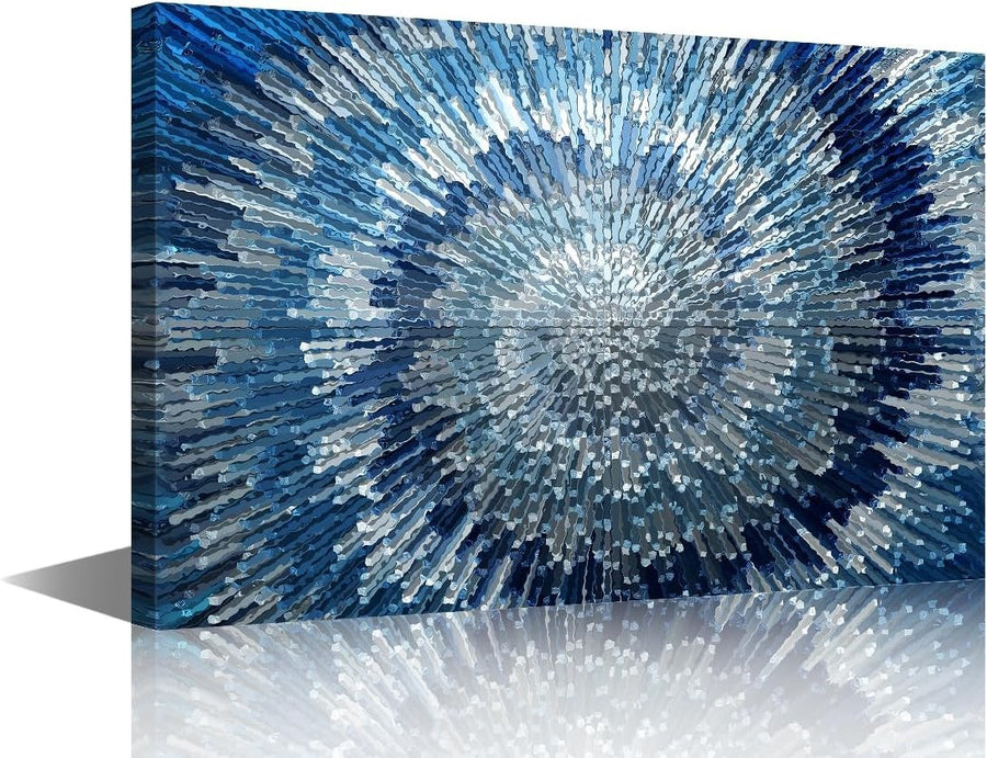 Modern Blue Abstract Canvas Wall Art 60x90cm Framed