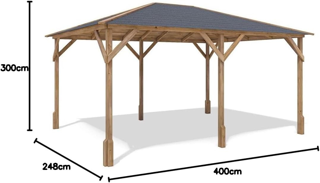 4x3M Wooden Garden Gazebo Heavy Duty Shelter Pressure-Treated Spruce