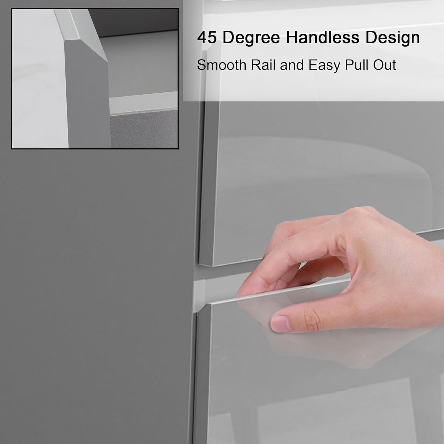 Grey High Gloss Wardrobe 2 Door 2 Drawer Hanging Rail Bedroom Storage