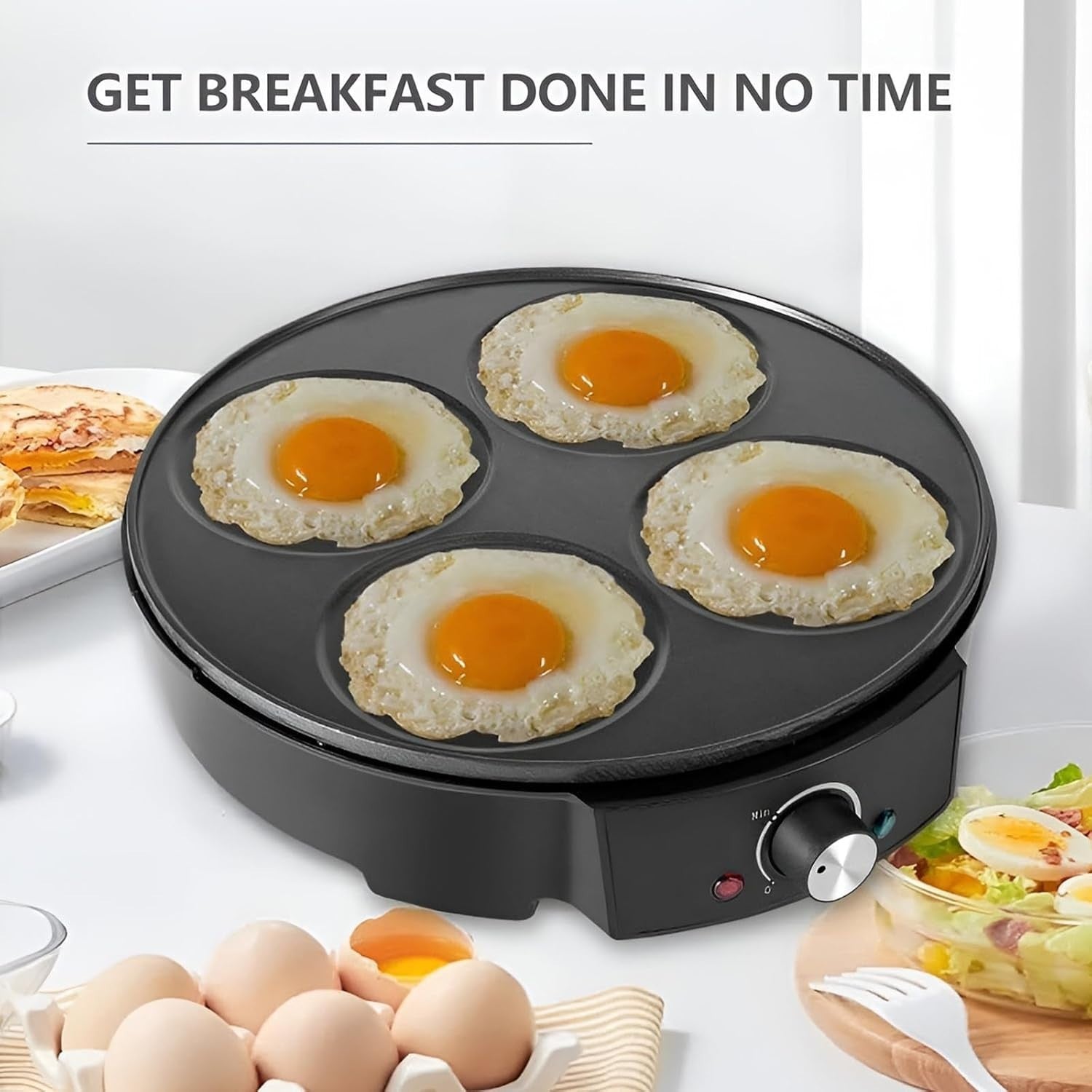 Electric Crepe Maker 1200W Nonstick Griddle Pan | Adjustable Temp | Multi-Use
