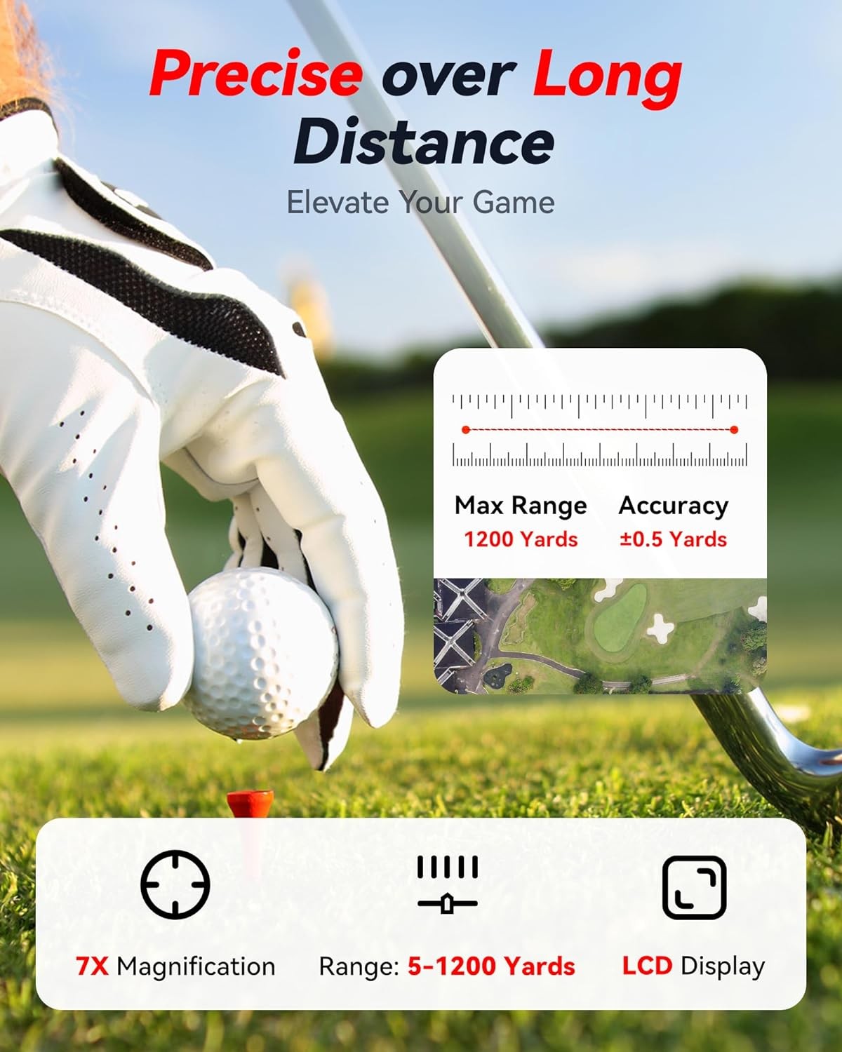Golf Range Finder 1200 Slope Flag Lock Vibration Rechargeable