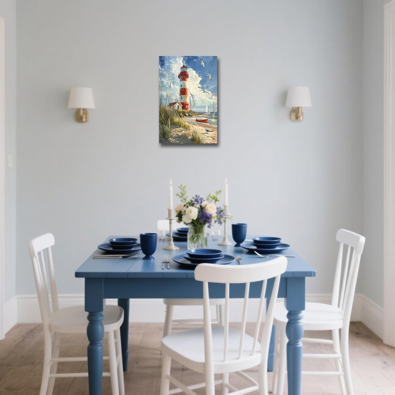 Lighthouse Canvas Wall Art Coastal Seascape Framed 45x30cm