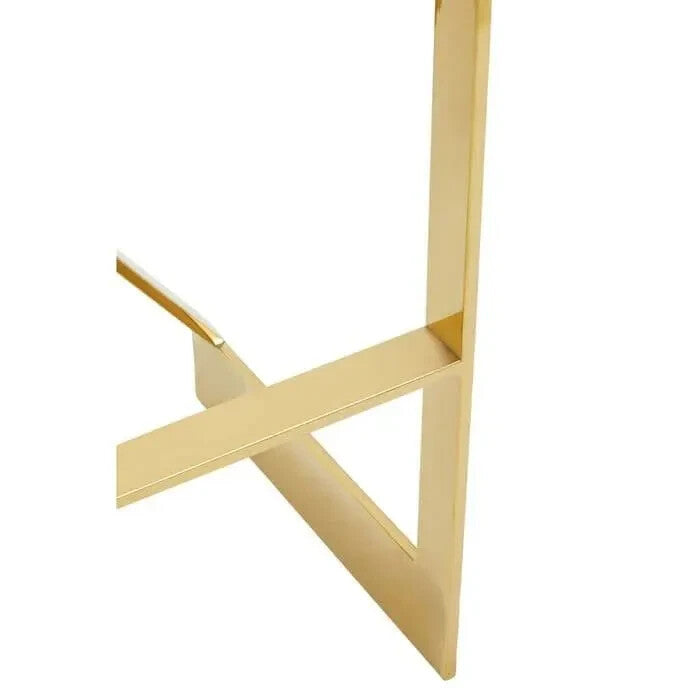 Black Velvet Bar Stool Gold Steel Frame Modern X-Leg Breakfast Chair