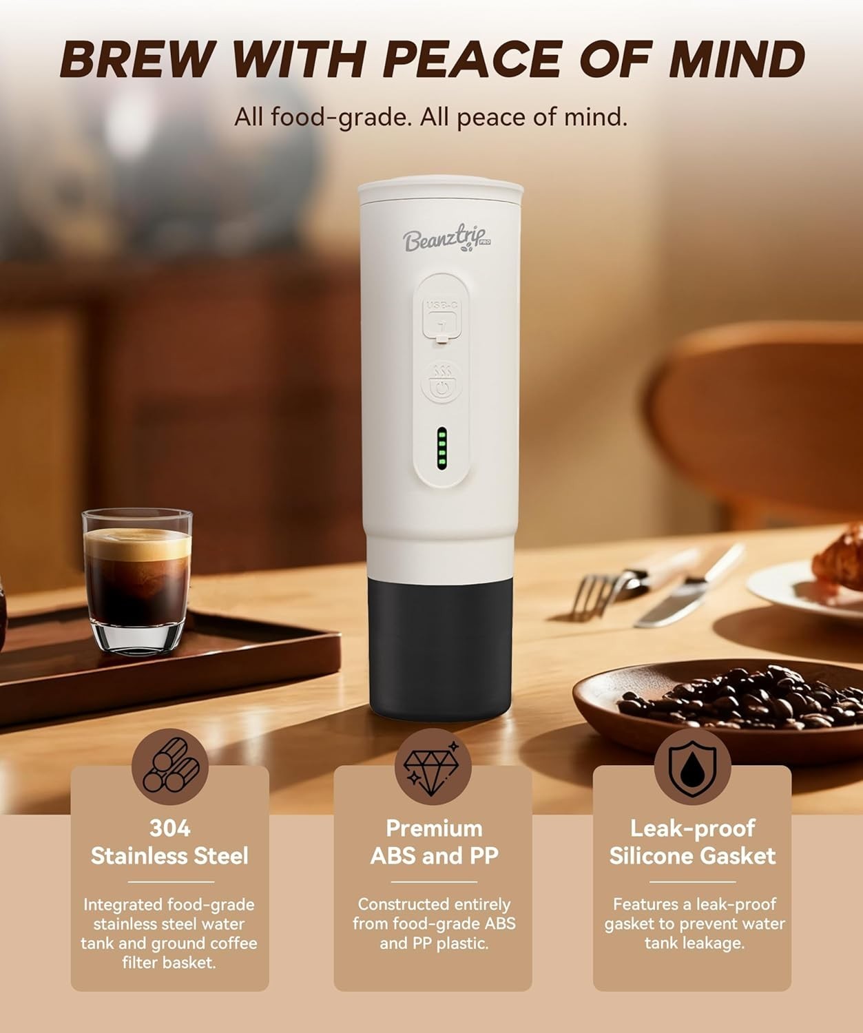 20-Bar Portable Espresso Maker | Travel Mini Coffee Machine | USB Rechargeable