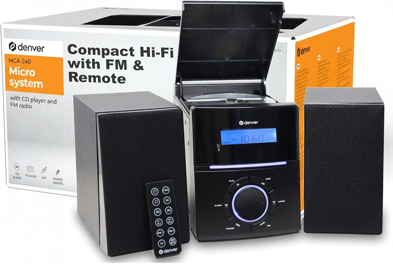 Compact Micro HiFi System CD Player FM Radio Alarm Clock AUX Audio