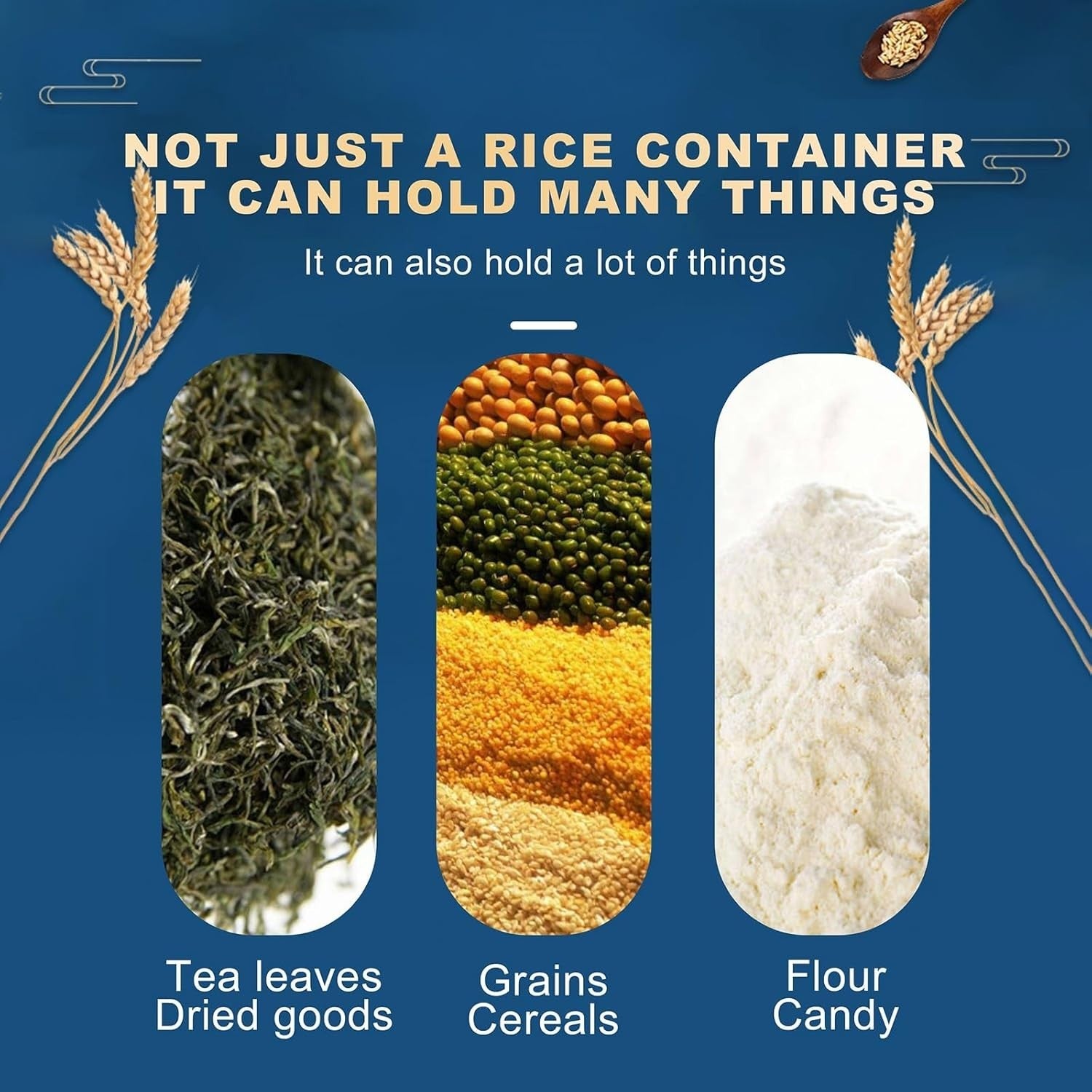 20KG Ceramic Rice Storage Jar Airtight Grain Container with Lid