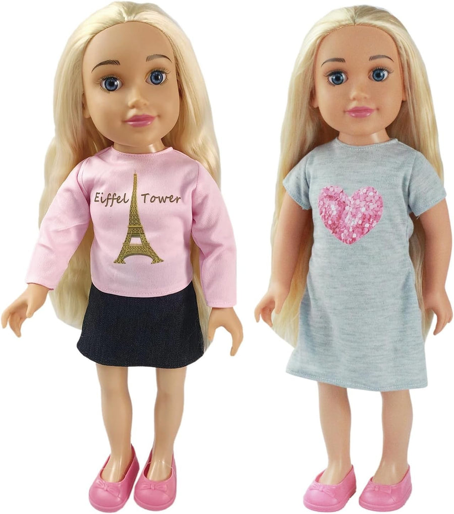 45cm Fashion Doll Blonde Styling Hair Removable Outfit Shoes