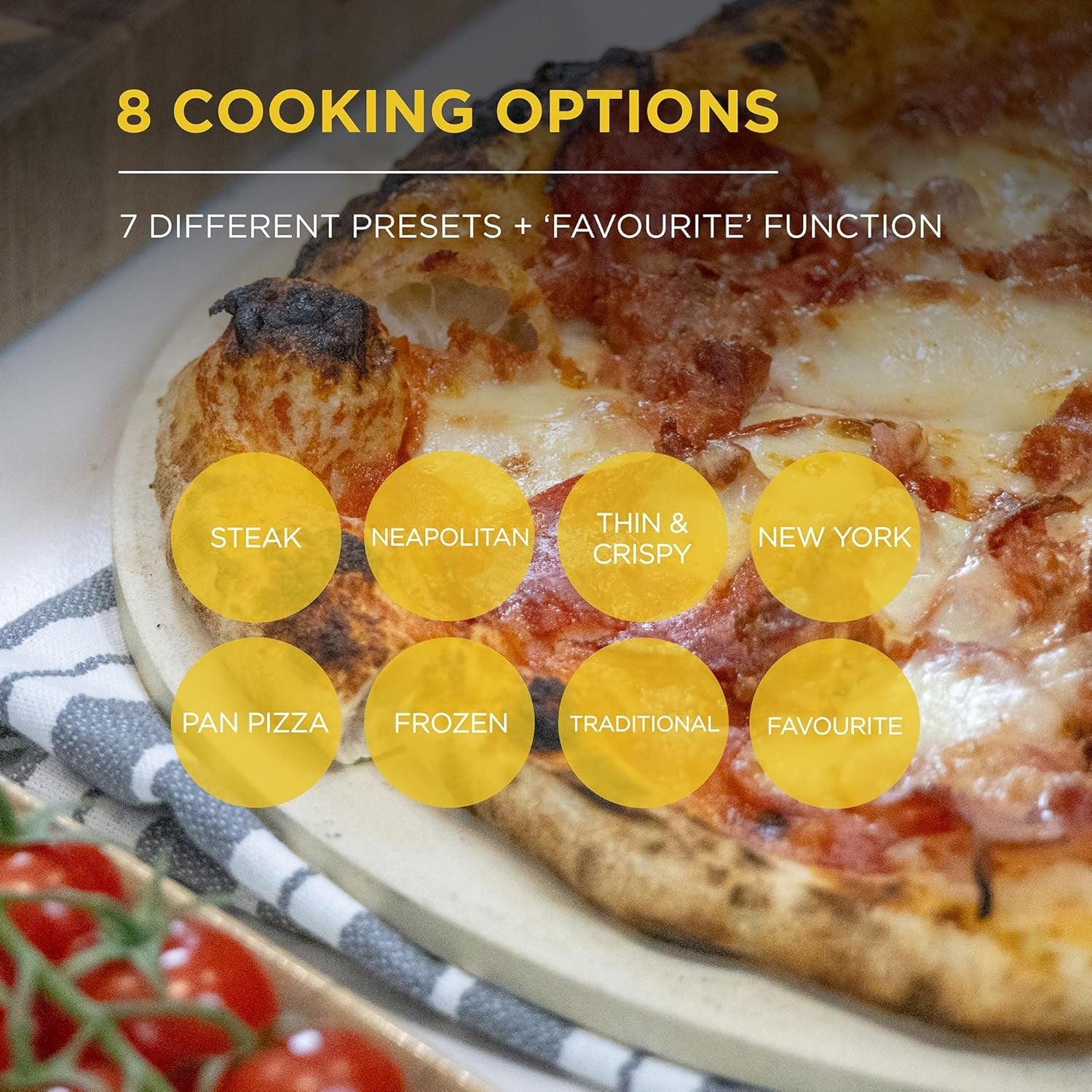 Electric Pizza Oven 2200W | 430°C Max Heat, 8 Cooking Modes, 12” Stone Grill