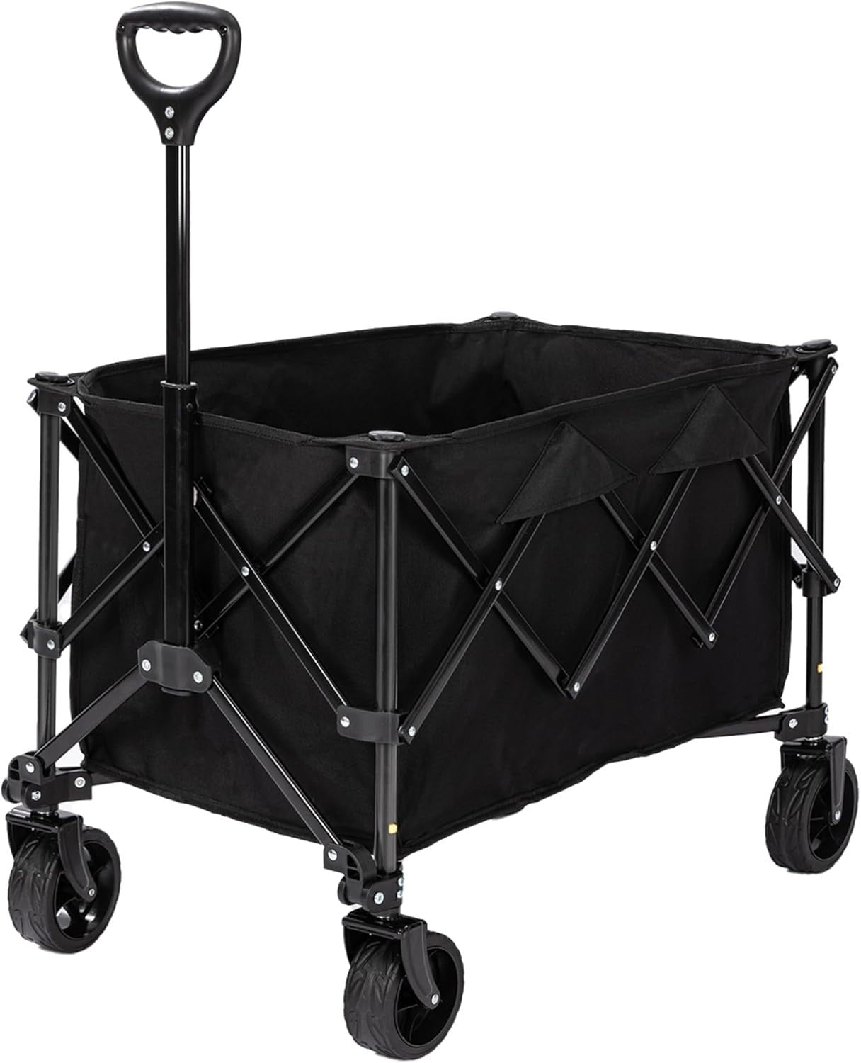 140L Folding Utility Wagon Cart All-Terrain Wheels Telescopic Handle Black