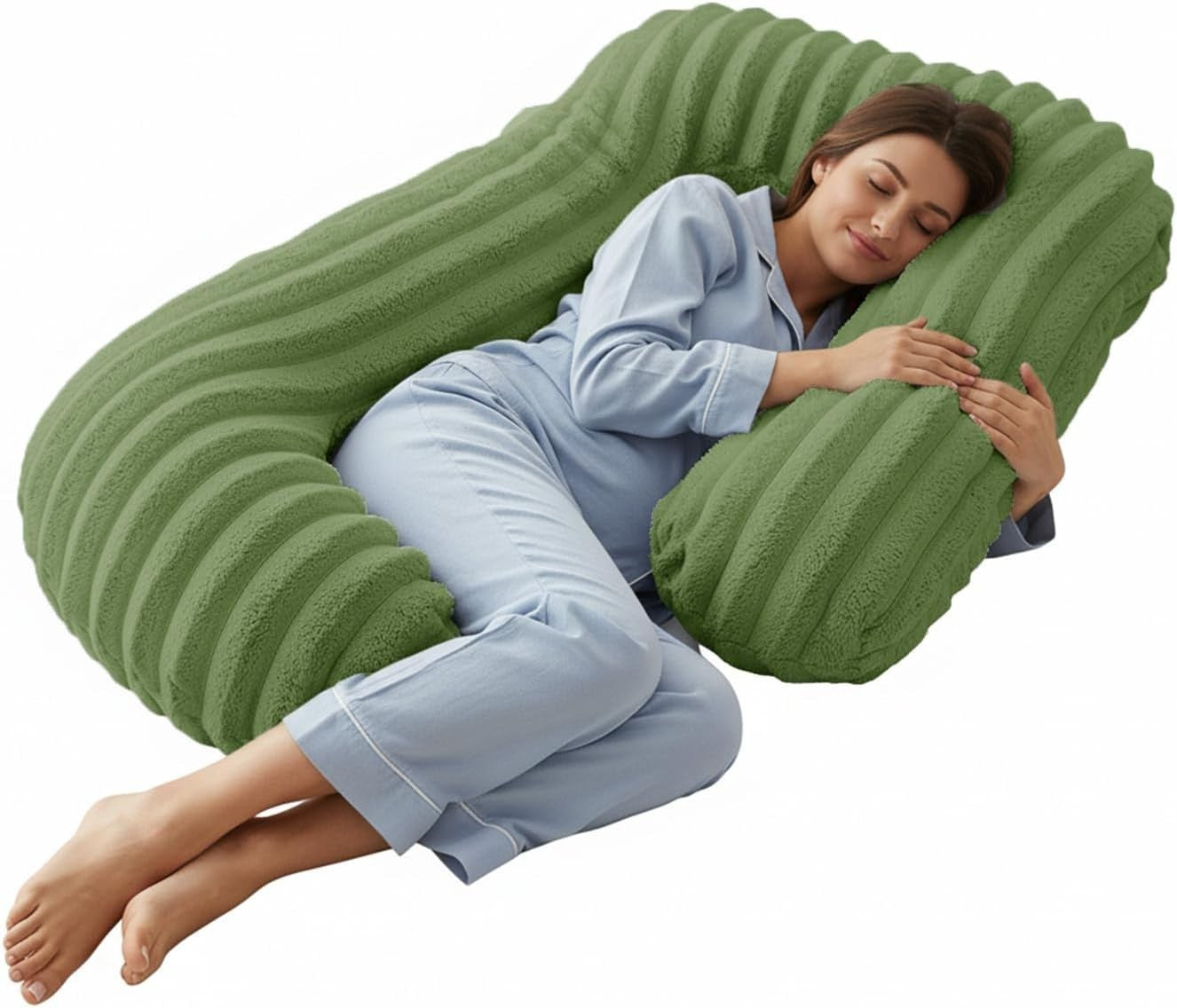 U Shaped Full Body Maternity Pillow Velvet Plush Pregnancy Side Sleeper