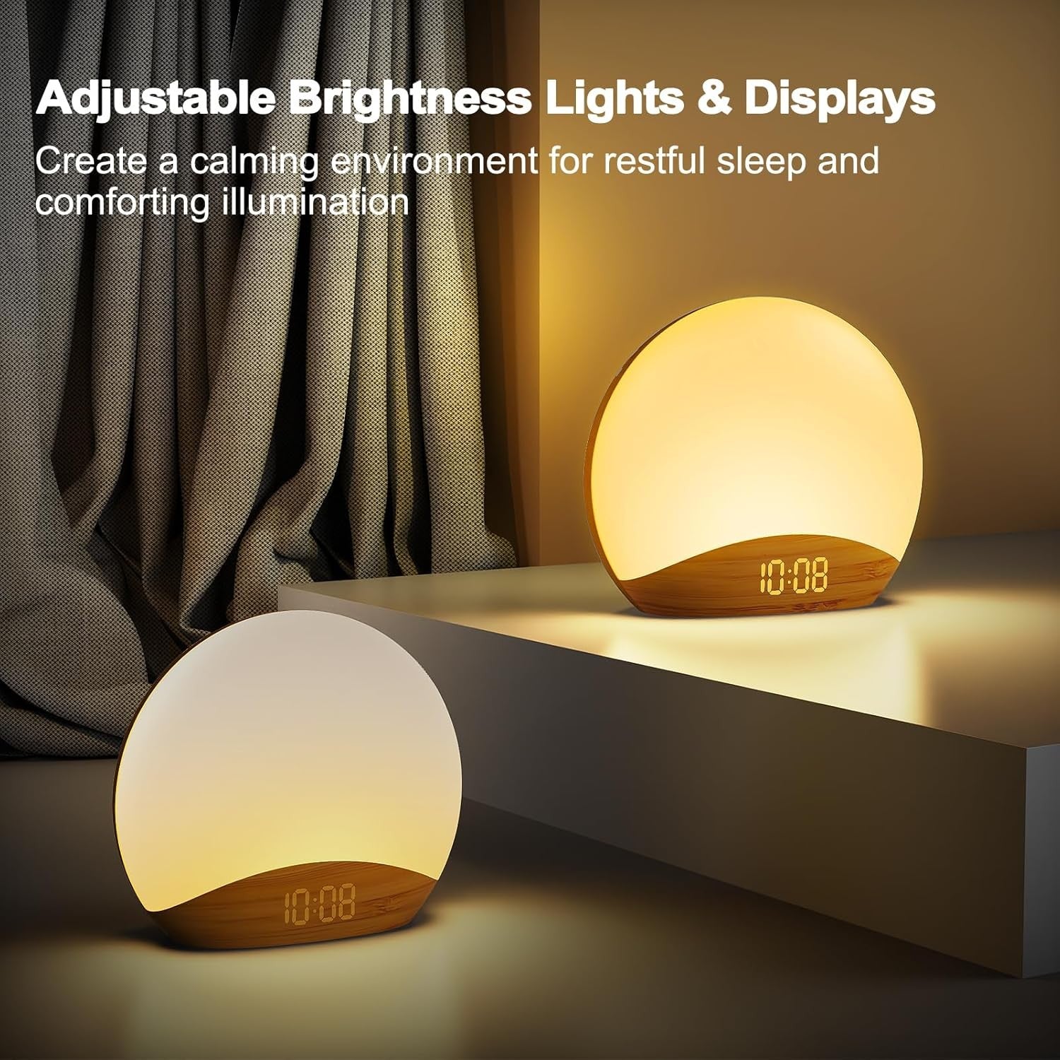 Sunrise Alarm Clock Wake Up Light White Noise Night Lamp Dimmable