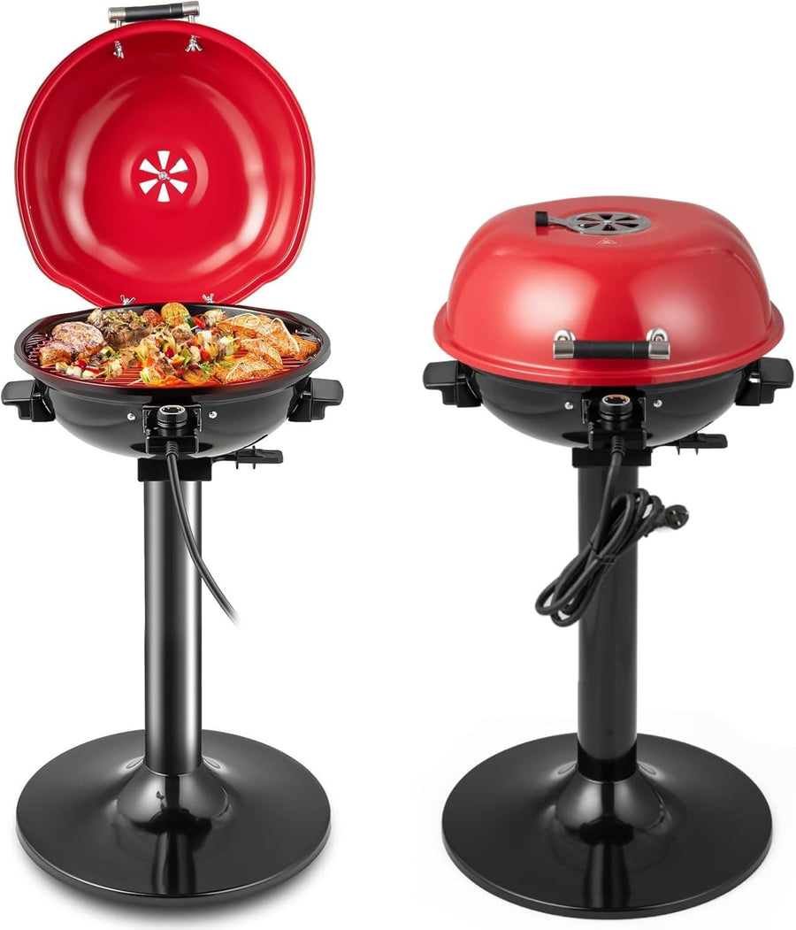 Portable Electric BBQ Grill 1600W with Stand & Lid | Adjustable Temp