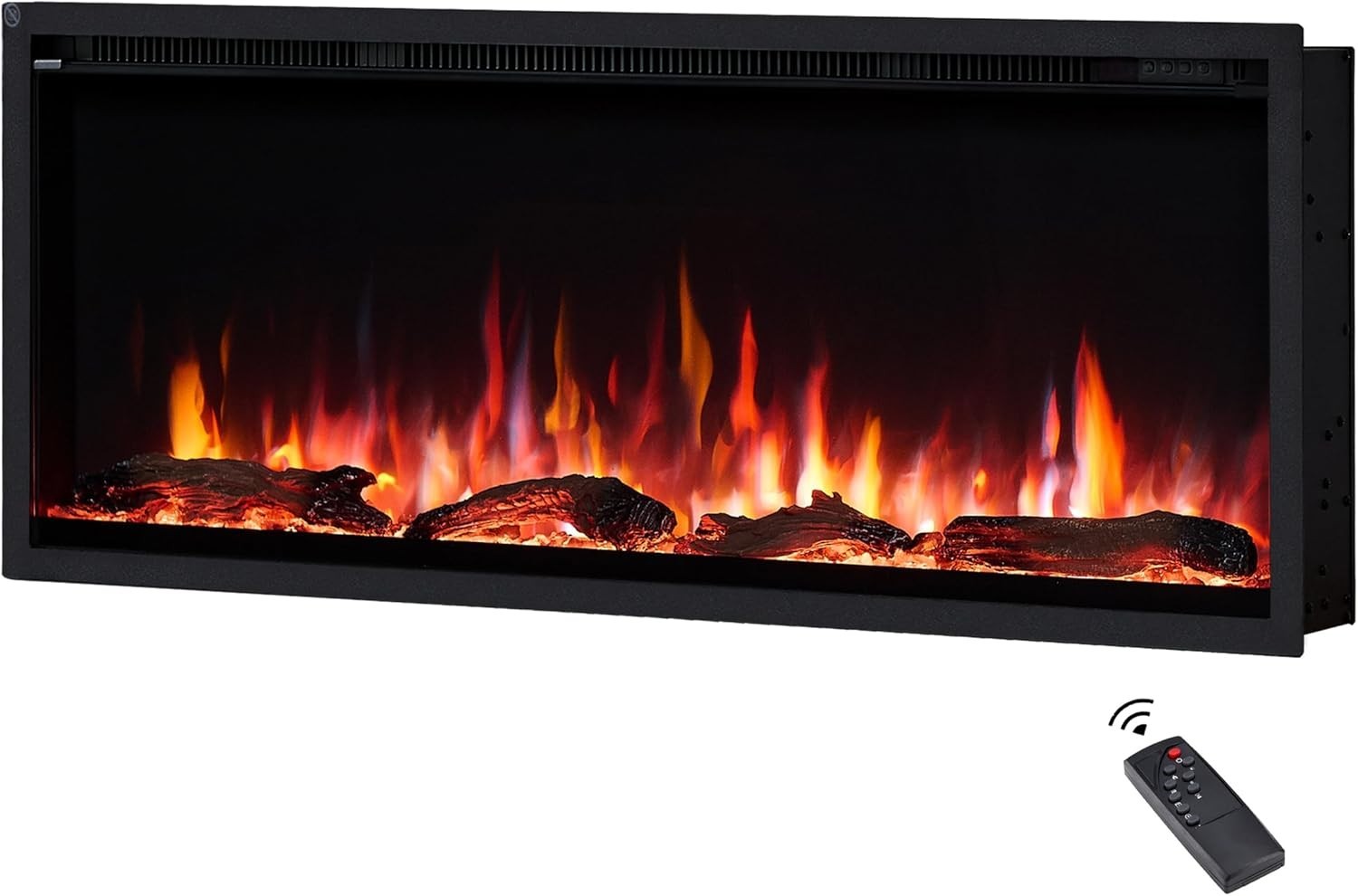 42” Recessed Wall Mounted Electric Fireplace LED Flame Heater Remote