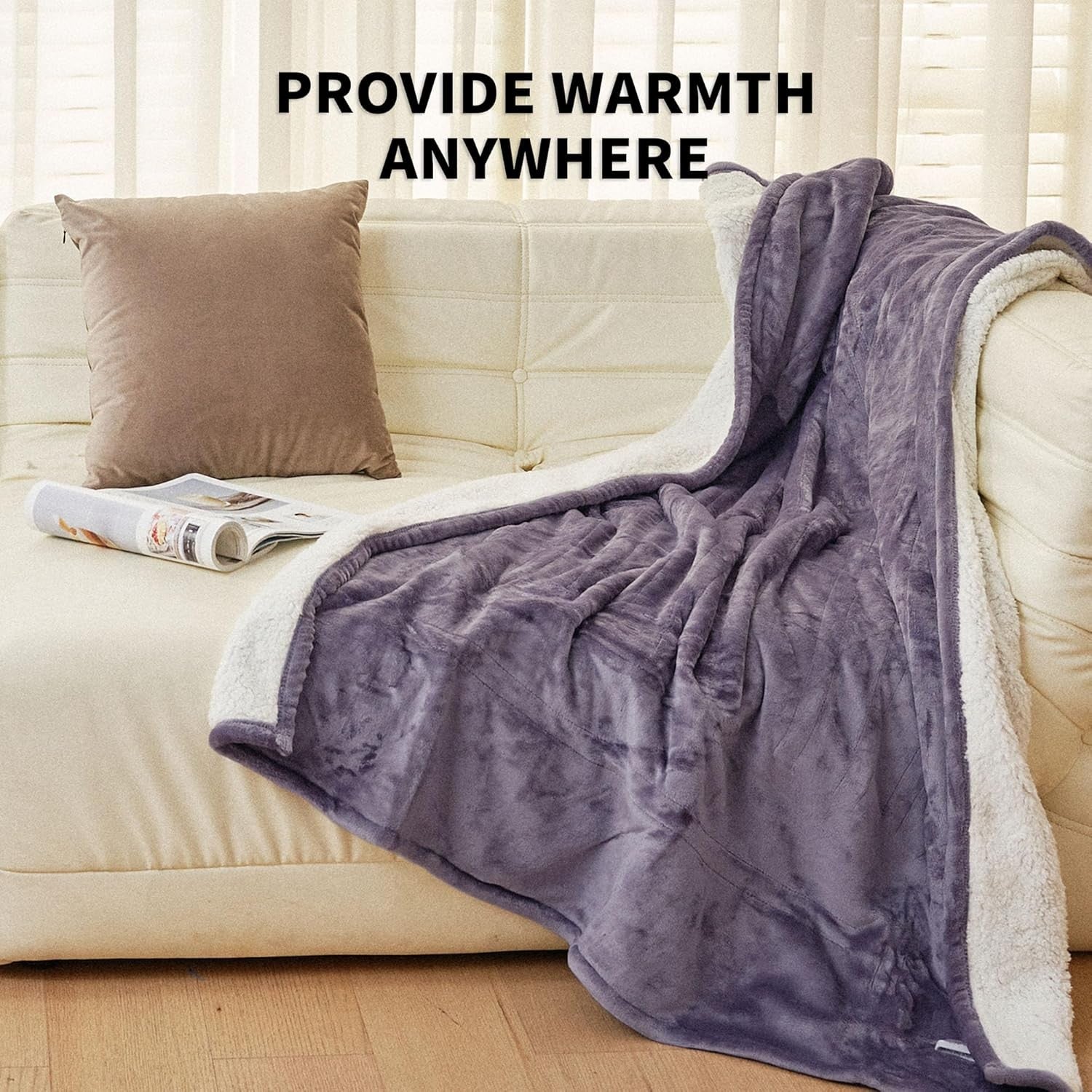 Electric Heated Throw Blanket 130x160cm 6 Heat Timer Washable Sofa Bed