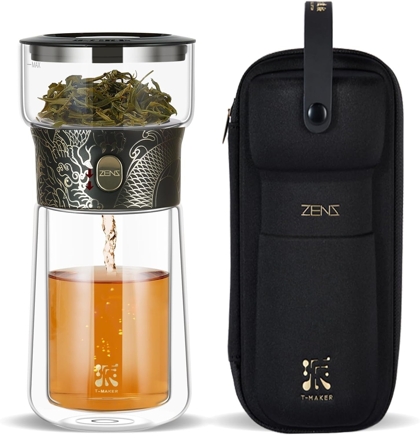 One Touch Tea Maker 270ml Glass Infuser Set with Cup & Carry Case