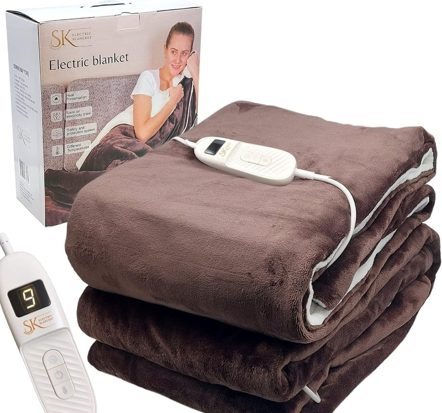 Electric Heated Throw Blanket Large 9 Heat LED Timer Auto Off Washable