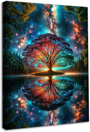 Tree of Life Wall Art Framed Colourful Canvas 12x16in