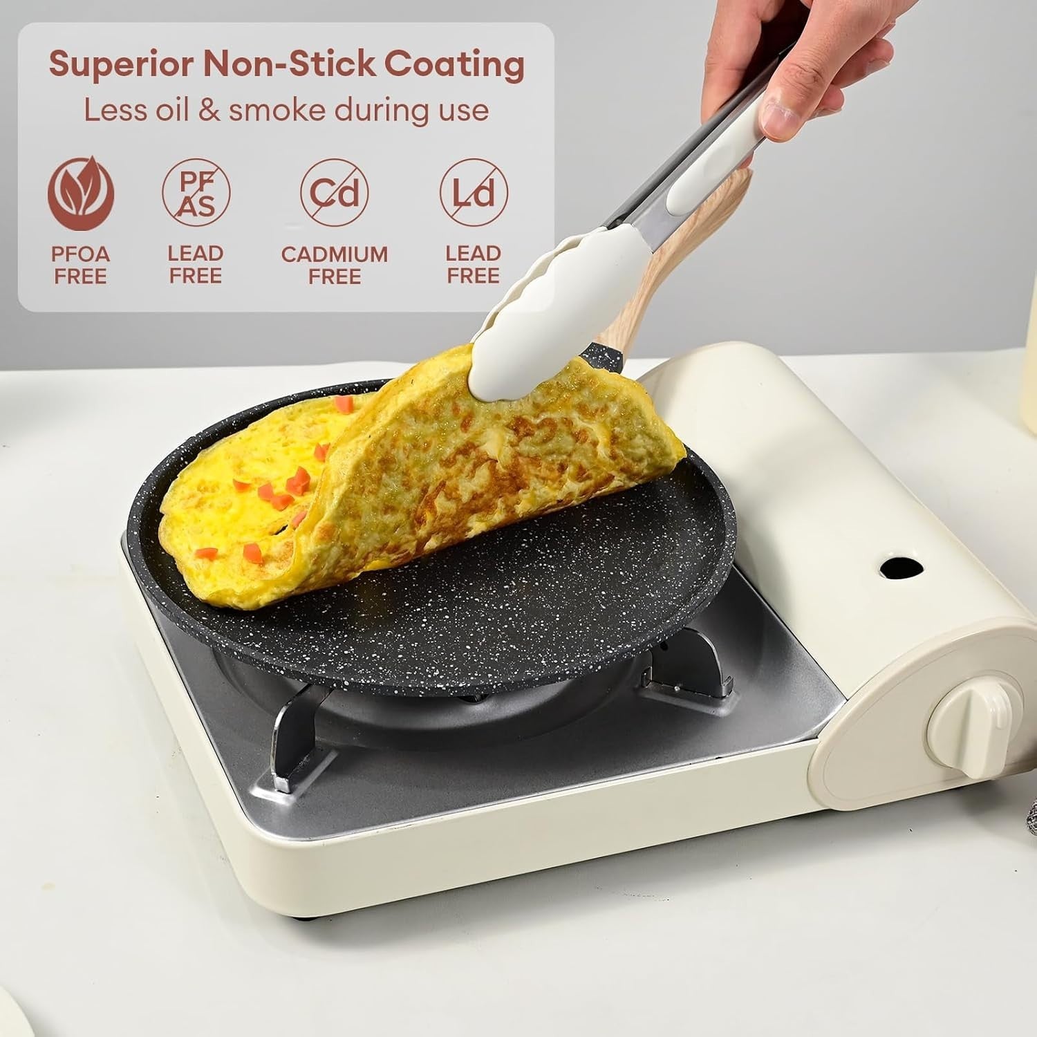 Non-Stick 28cm Pancake Pan | Granite Crepe Skillet Induction Safe Grey