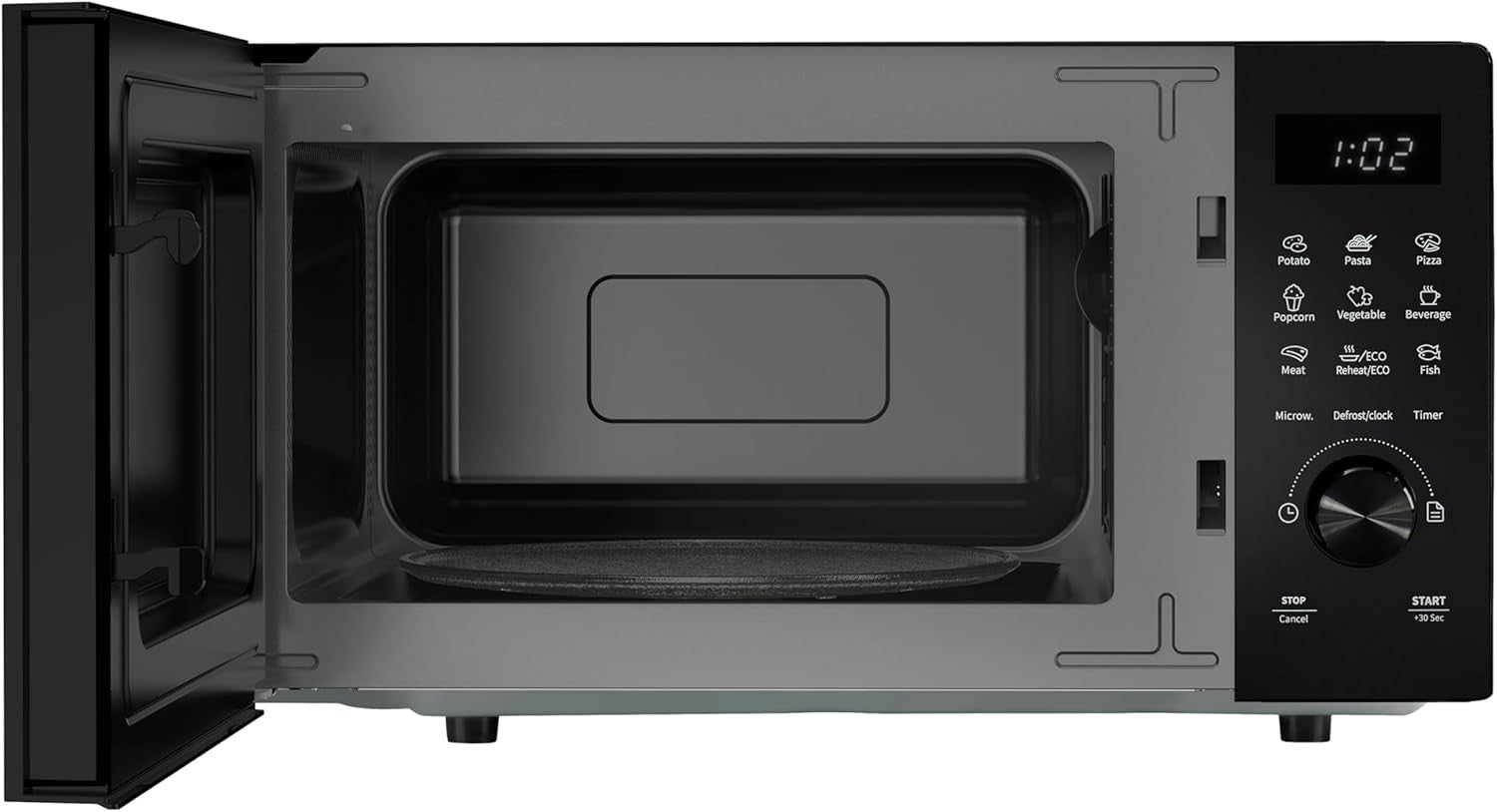 23L 800W Digital Microwave Black Auto Defrost Smart Cook