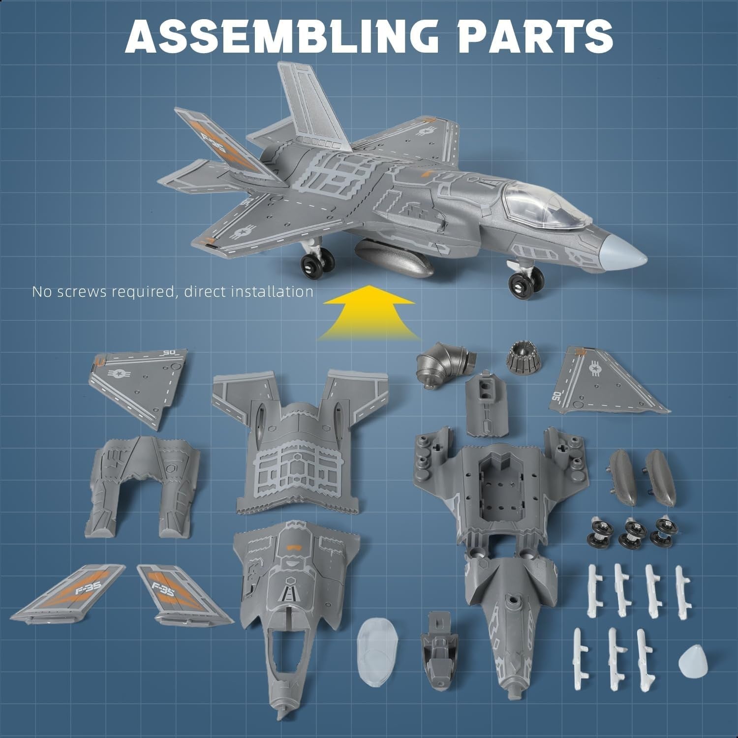 F-35 Fighter Jet 1:72 Model Kit Airplane DIY Toy Gift Adults Kids