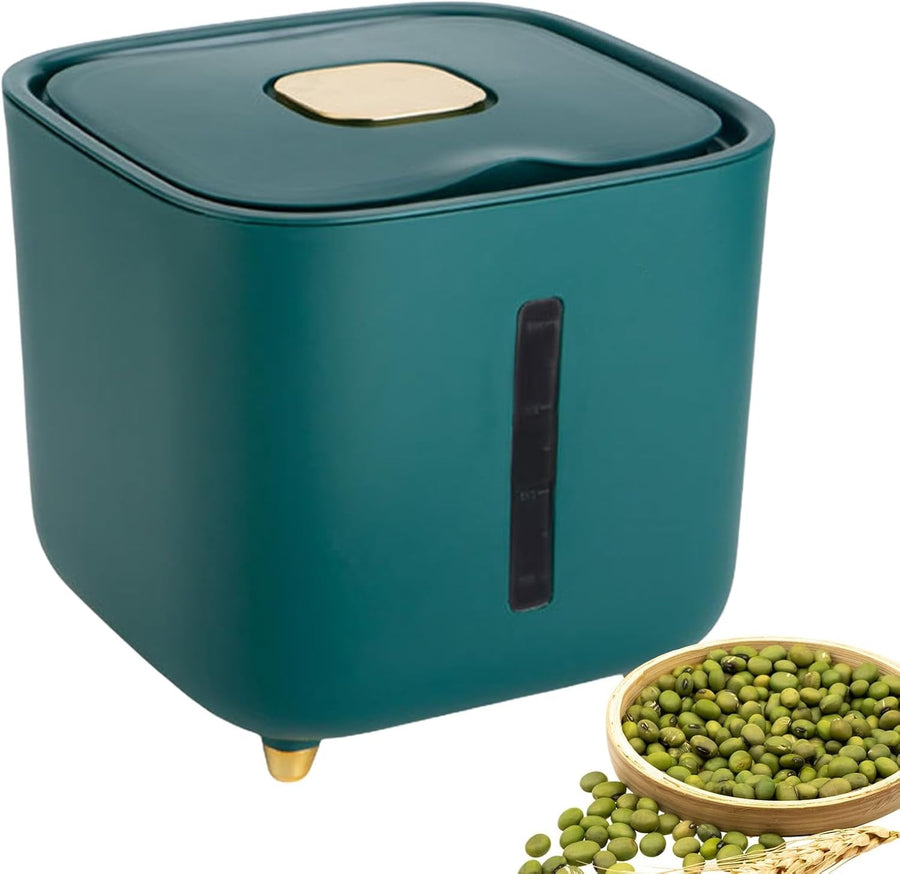 10KG Rice Dispenser Airtight Storage Bin Clear Window Grain Container