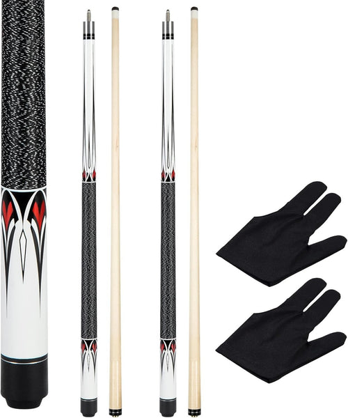 58in Half Joint Maple Pool Cue 13mm Leather Tip 19/20oz Gift Pack