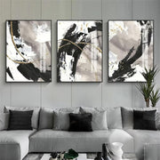 Black White Gold 3-Piece Canvas Wall Art 16x24 in Modern Abstract