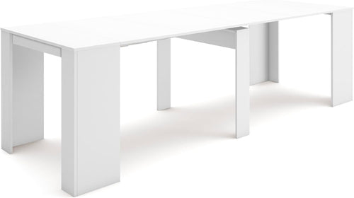 Extendable Folding Console Table White Modern Dining for 12 Guests