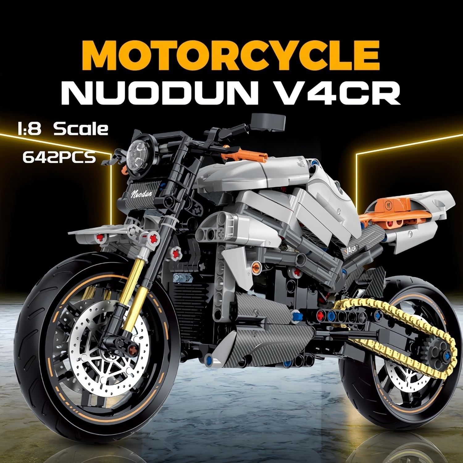 Realistic Motorcycle Building Kit with Moving Parts & Easy Assembly 32cm