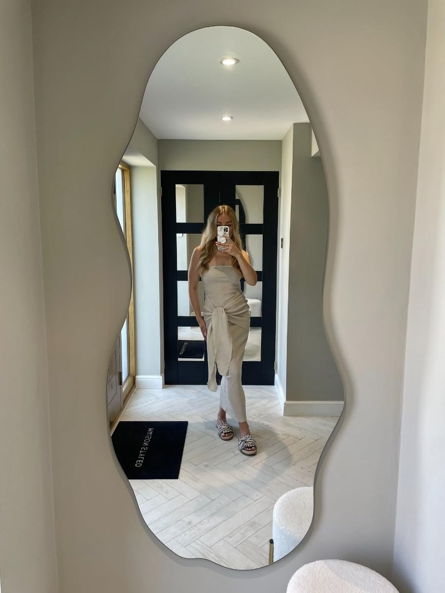 Frameless Full Length Wall Mirror 180x80cm Arched, Polished Edge