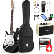 Left Handed Electric Guitar Kit Full Size 39" Black w Amp & Bag