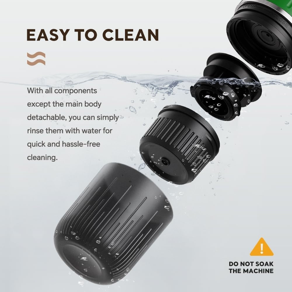 Portable Espresso Maker 19Bar Self-Heating USB-C Travel Coffee Machine Green Pod