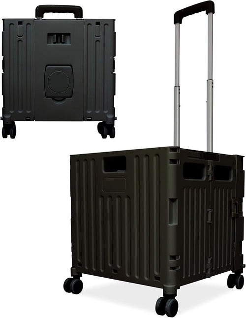 40KG Foldable Shopping Trolley 65L Cart with Lid 4 Wheels Handle
