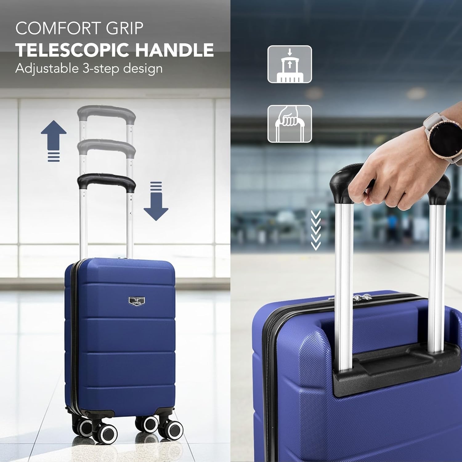 Underseat Cabin Suitcase 40cm ABS Hard Shell Spinner TSA Lock