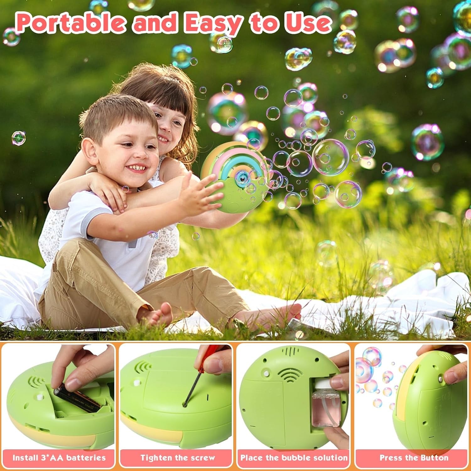 Rainbow Bubble Machine 1500 Bubble With Solution