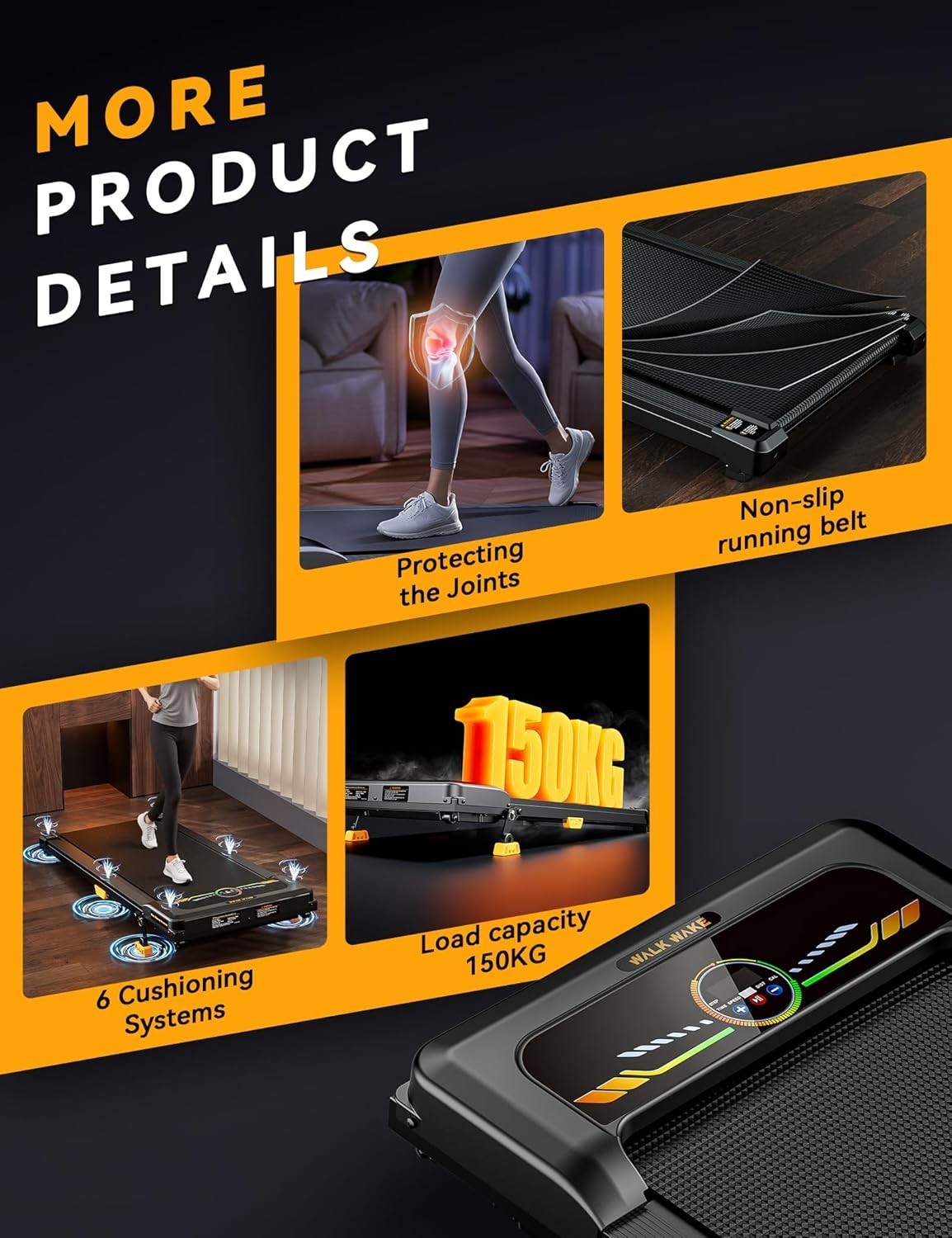 Compact Under Desk Treadmill 6km/h Incline Quiet Home Office Workout