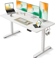 Electric Standing Desk 160x60cm White Adjustable Sit Stand Office Table