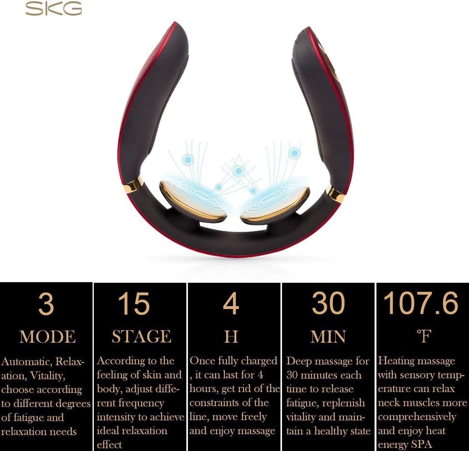 Wireless 3D Neck Massager with Heating, Rechargeable Portable Deep Tissue Pain R
