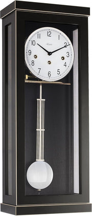 Modern Black Wooden Pendulum Wall Clock Silent Mechanical Chime 57cm