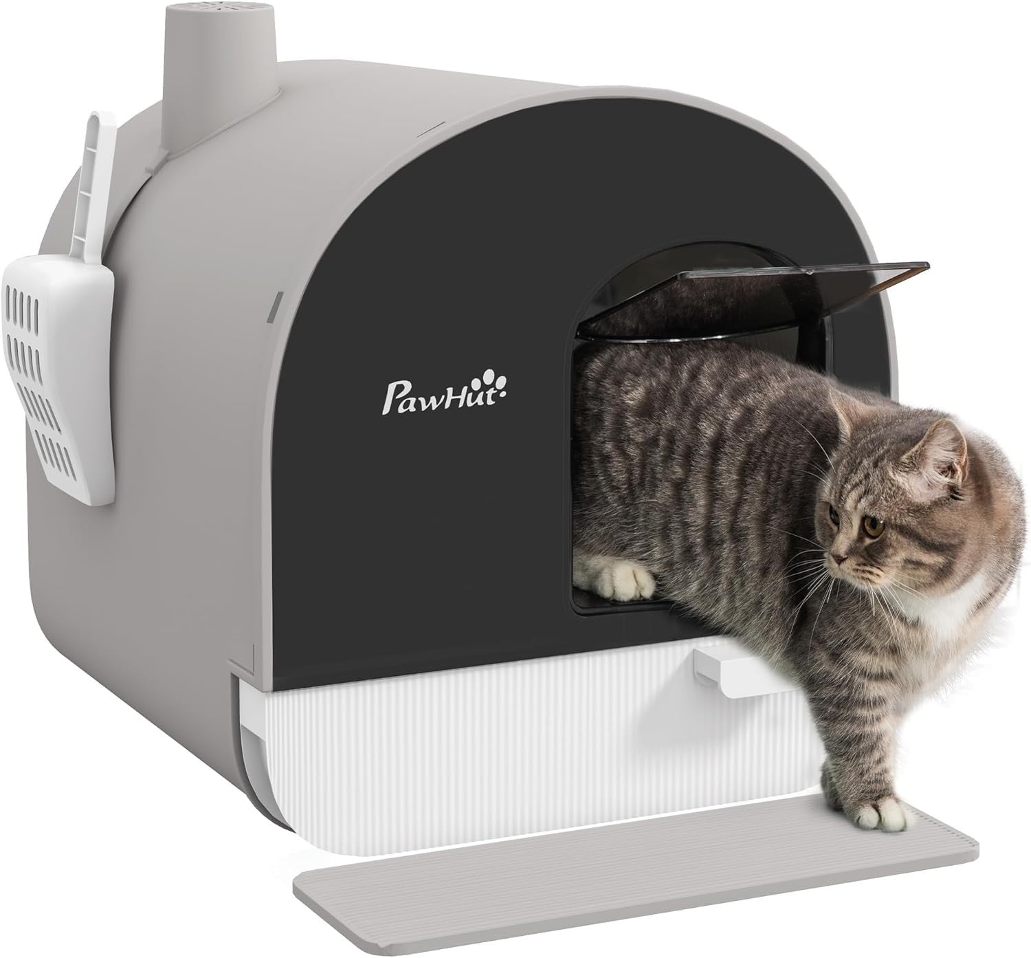 Hooded Cat Litter Box Enclosed Tray Drawer Odor Control Flap Door