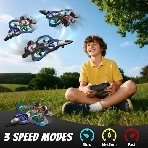 Remote Control Airplane for Kids Adults, Easy Fly RC Plane Jet with LED Lights