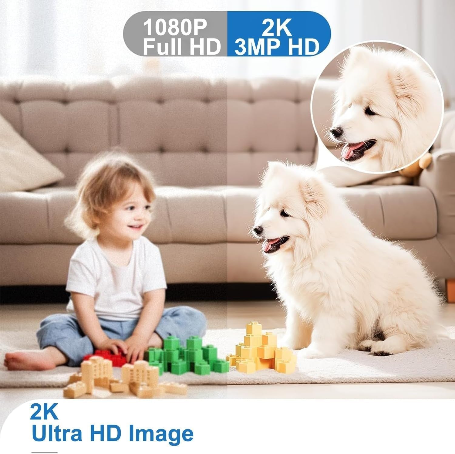 2K Indoor Security Camera 2 Pack 360° WiFi Baby Pet Monitor Night Vision