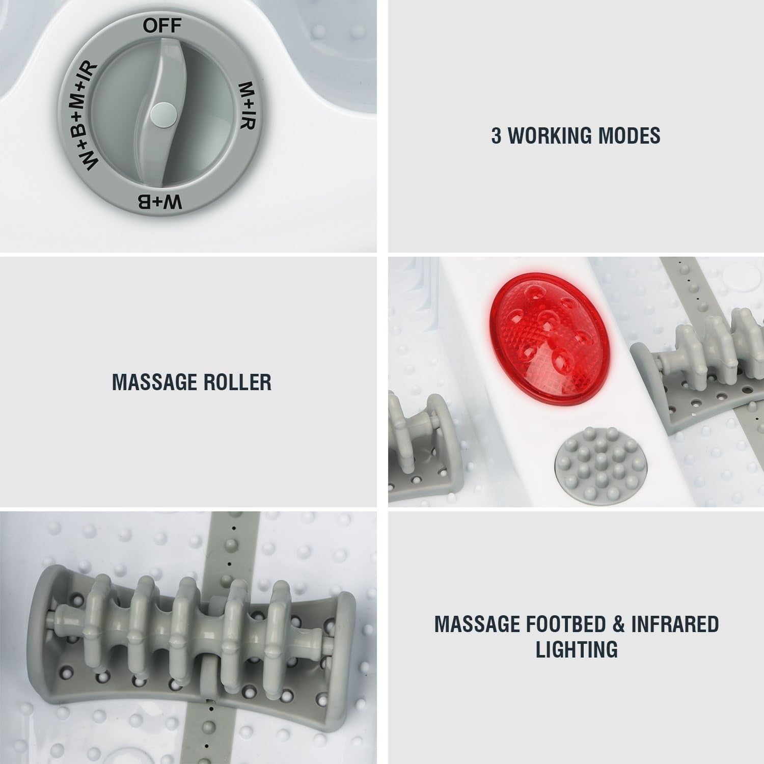 Hangsun Foot Spa Bath Massager Bubble Vibration Infrared Heat Rollers Home