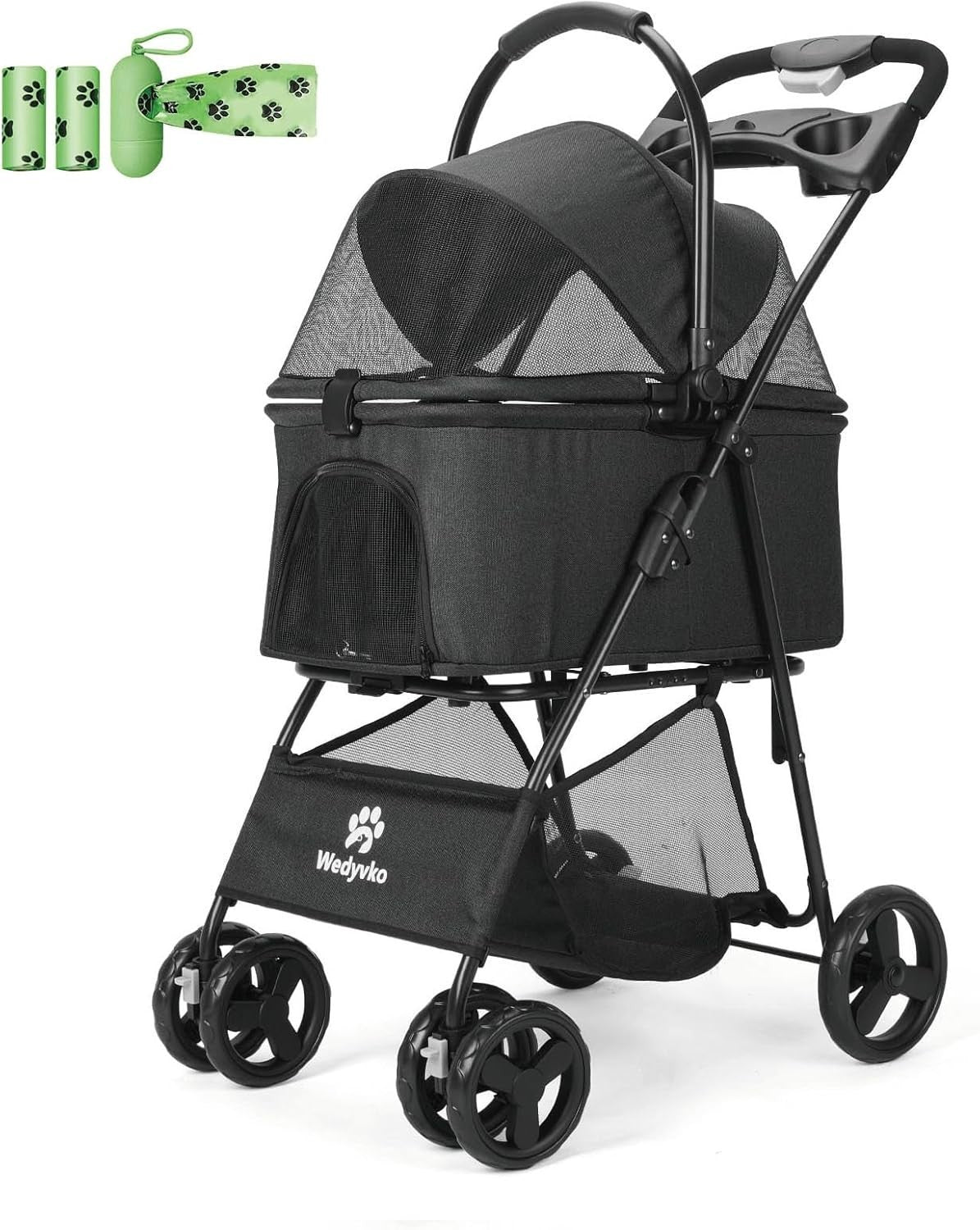 3in1 Dog Stroller Foldable Pet Buggy Detachable Carrier 15kg