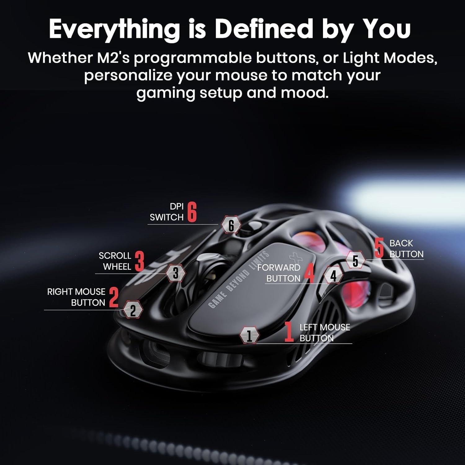 RGB Wireless Gaming Mouse 26000 DPI 79g Lightweight 5 Buttons