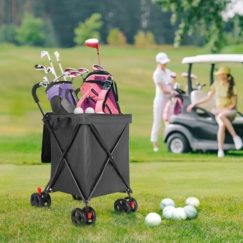 4 Wheel Folding Shopping Trolley Cart Steel Frame 120lb Load Swivel