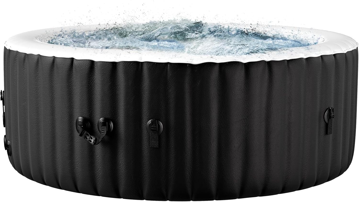 2–4 Person Inflatable Hot Tub Round Spa 120 Bubble Jets Heated Portable