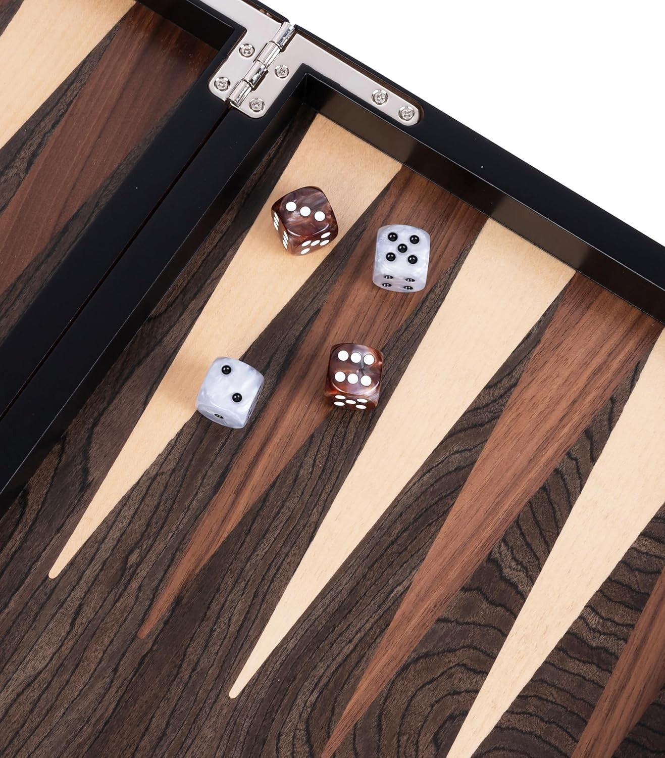 Deluxe 15in Wooden Backgammon Set Folding Luxury Board Travel Case