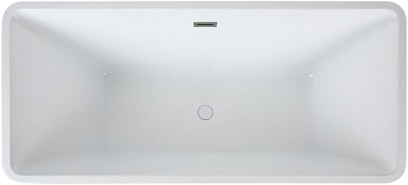1500x750mm Freestanding Double Ended Square Bath White Acrylic w/ Chrome Waste
