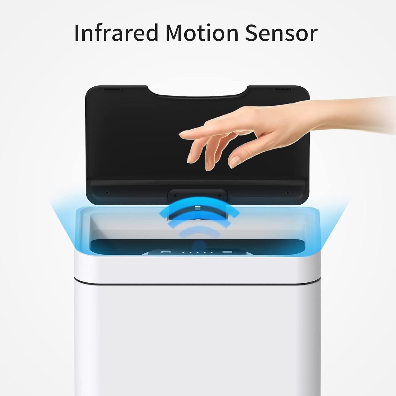 50L Touchless Kitchen Bin Motion Sensor Stainless Steel White